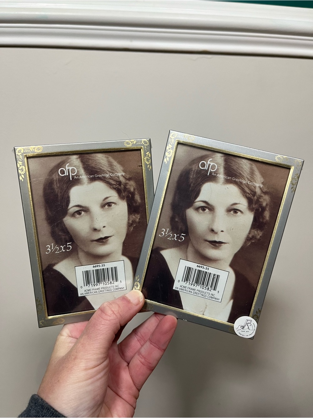 AFP Gold Trim 3.5x5 Vertical Picture Frames - Set of 2